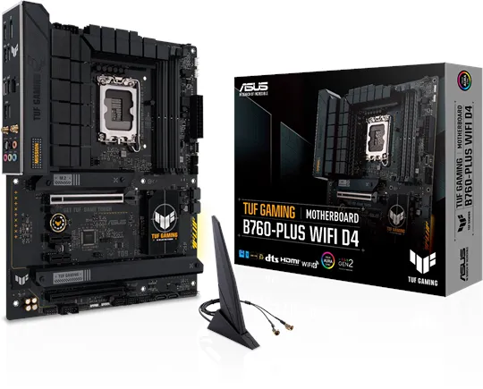 ASUS TUF GAMING B760-PLUS WIFI D4 Mainboard - Intel B760 - Intel LGA1700 Sockel - DDR4 RAM - ATX